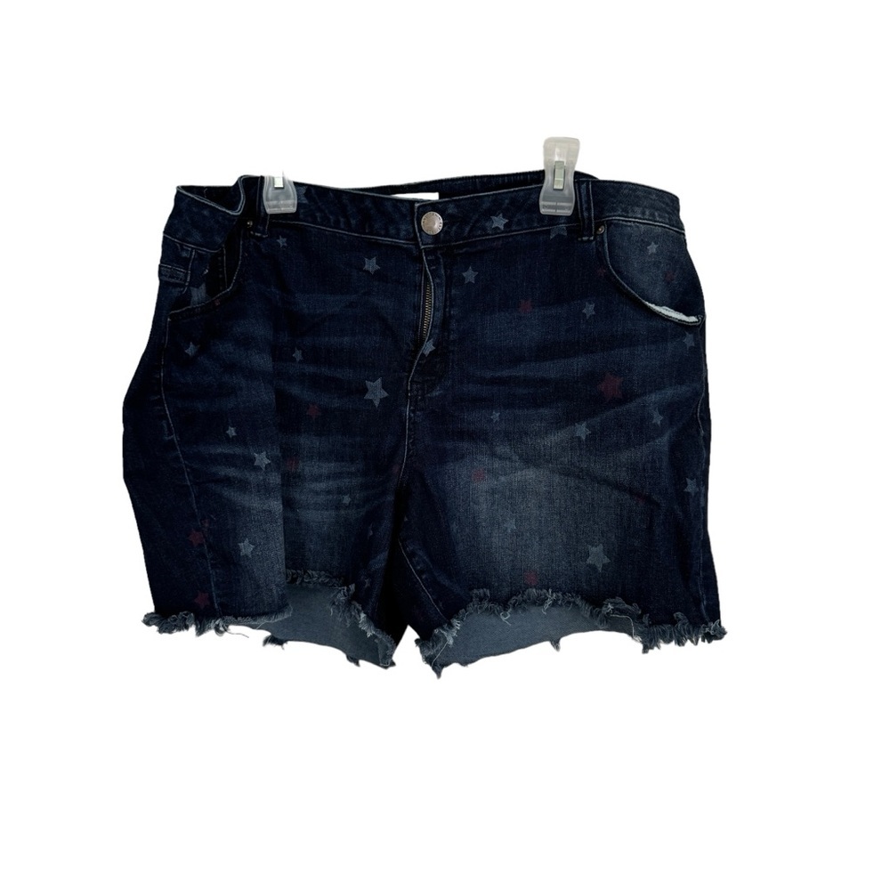 Lane Bryant Blue Mid Rise Essential Stretch Girlfriend‎ Jean Shorts Sz 24